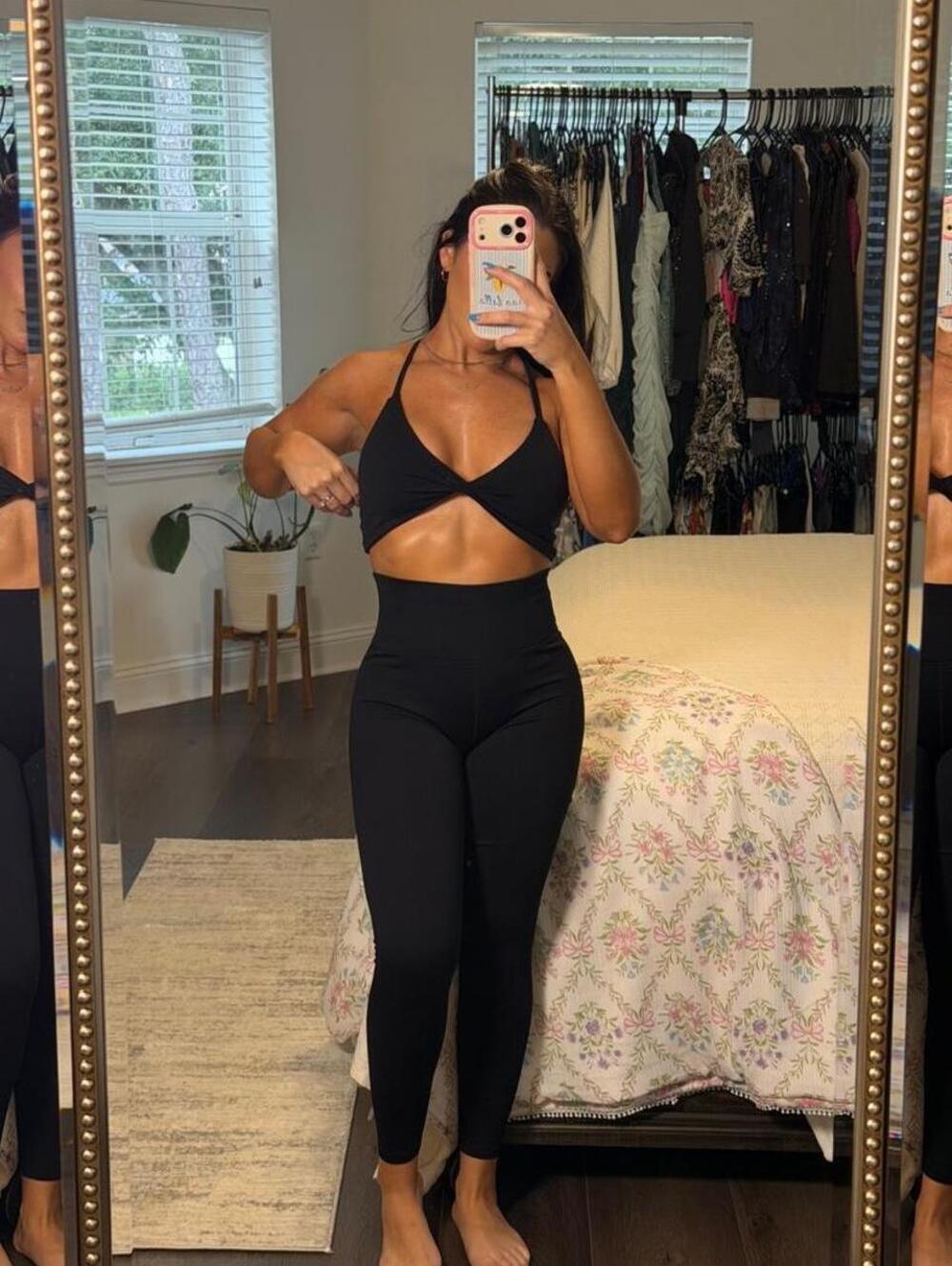 Spiritual Gangster Black High Rise Ribbed Leggings Yoga Pilates Athleisure XS S